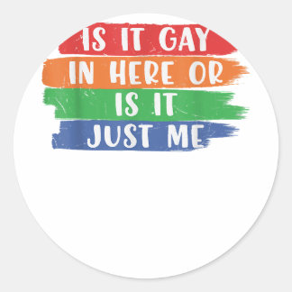 Is It Gay In Here Or Is It Just Me Lesbian Gay LGB Classic Round Sticker
