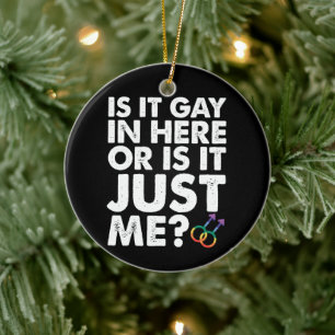 Is It Gay In Here Or Is It Just Me LGBT Pride Ceramic Ornament