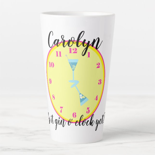 Is it gin o' clock yet?  Personalised large Latte Mug (Front)
