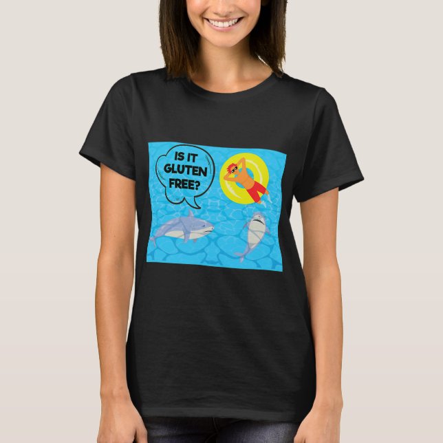 Is It Gluten Free Funny Shark Lover T-Shirt (Front)