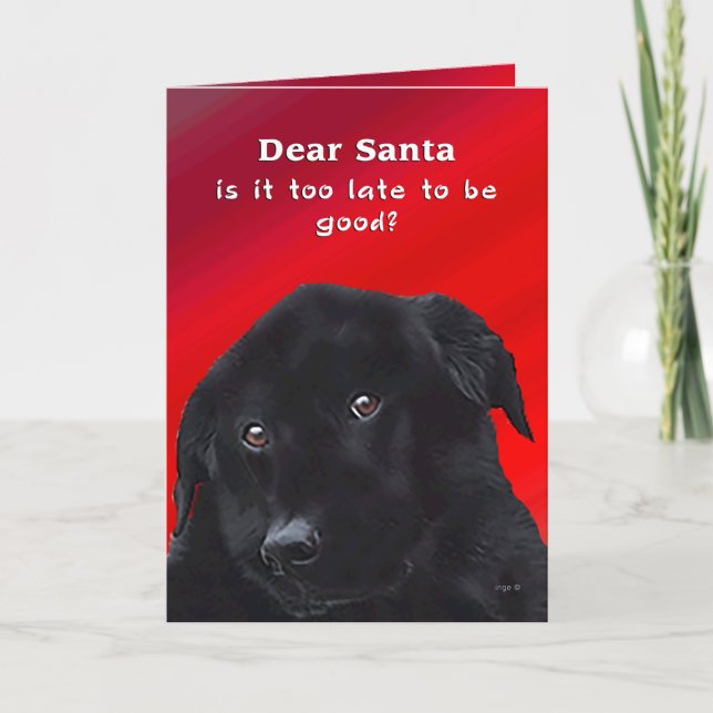 Is it too late to be Good? Labrador Funny Holiday Card (Front)