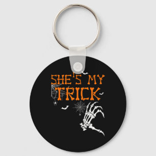 Is My Trick Hes Is My Treat Halloween Couple Skele Keychain
