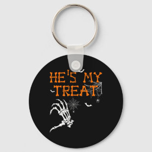 Is My Trick Hes Is My Treat Halloween Couple Skele Keychain