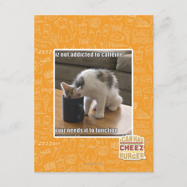 Is not addicted to caffeine postcard (Front)