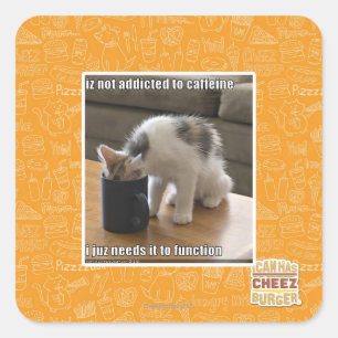 Is not addicted to caffeine square sticker