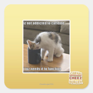 Is not addicted to caffeine square sticker
