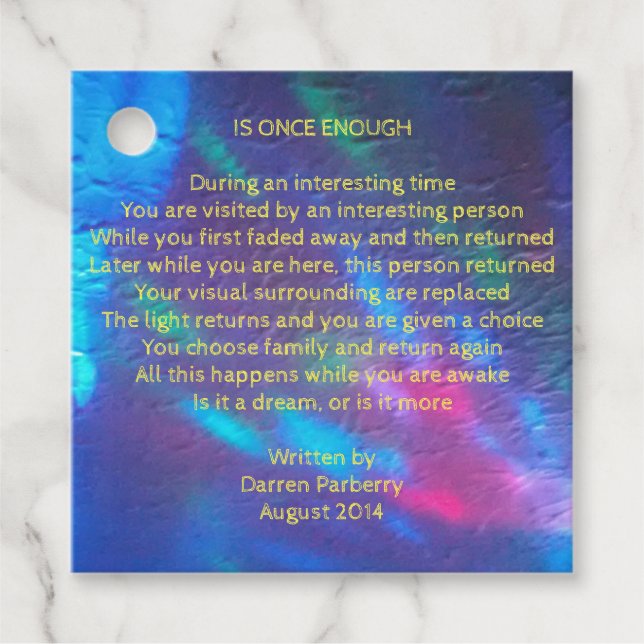 Is Once Enough Poem - Favoriser les étiquettes (Devant)