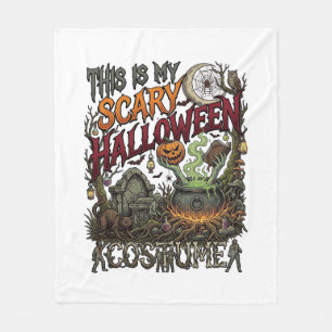 Is Scary Halloween Costume Cauldron Pumpkin Cat_1 Fleece Blanket