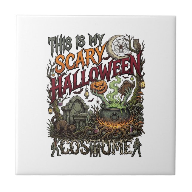 Is Scary Halloween Costume Cauldron Pumpkin Cat_1 Tile (Front)