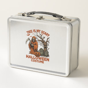Is Scary Halloween Costume Orange Reaper Pumpkin_1 Metal Lunch Box