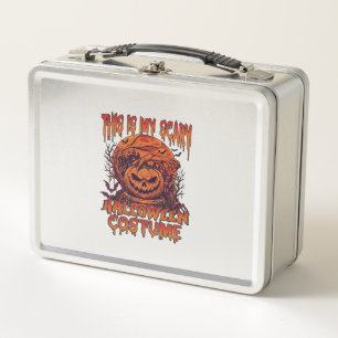 Is Scary Halloween Costume Pumpkin Spider Bat_1 Metal Lunch Box