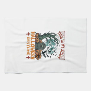 Is Scary Halloween Costume Tombstone Pumpkins Moon Kitchen Towel