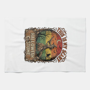 Is Scary Halloween Costume Witch Broom Cat Kitchen Towel