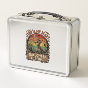 Is Scary Halloween Costume Witch Broom Cat Metal Lunch Box