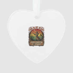 Is Scary Halloween Costume Witch Broom Cat Ornament