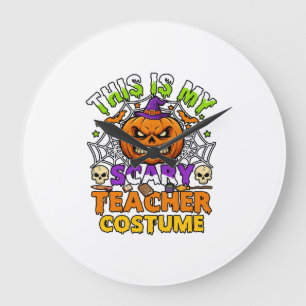 Is Scary Teacher Costume Haloween Pumpkin Witch Ha Large Clock