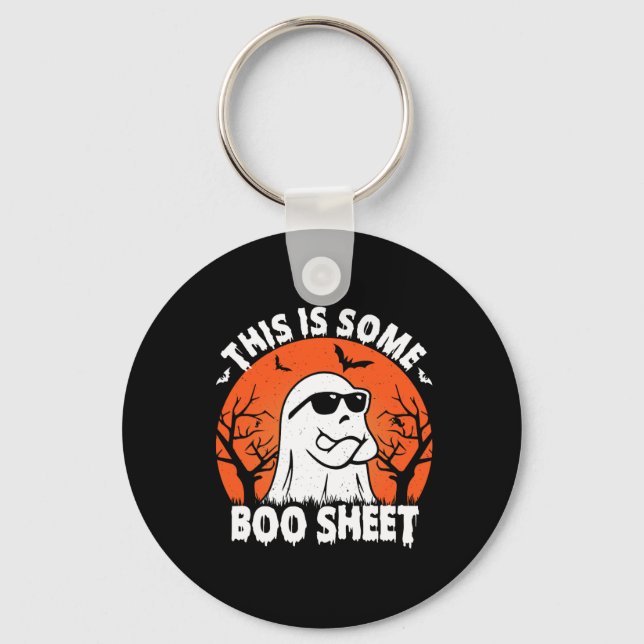 Is Some Boo Sheet Ghost Retro Funny Halloween  Keychain (Front)