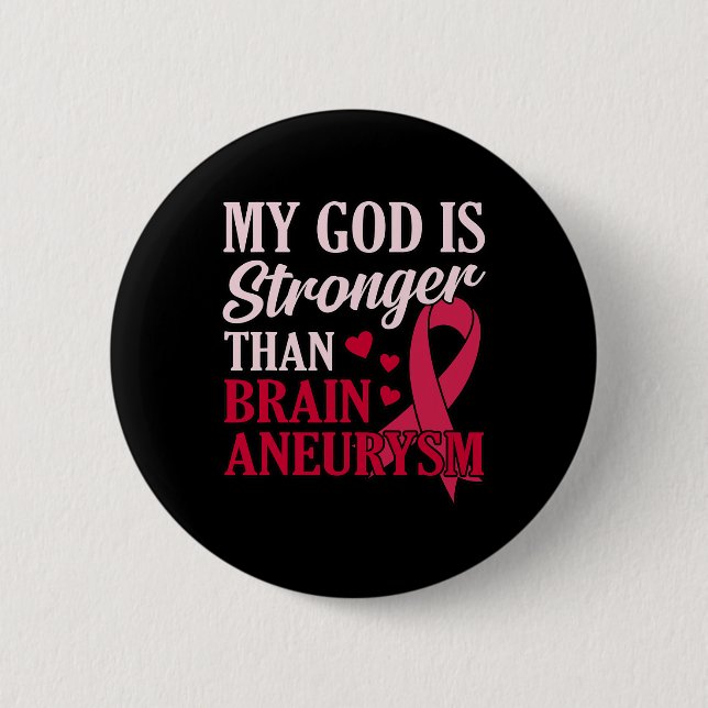 Is Stronger Than Brain Aneurysm Awareness Month Gr 2 Inch Round Button (Front)