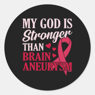 Is Stronger Than Brain Aneurysm Awareness Month Gr Classic Round Sticker