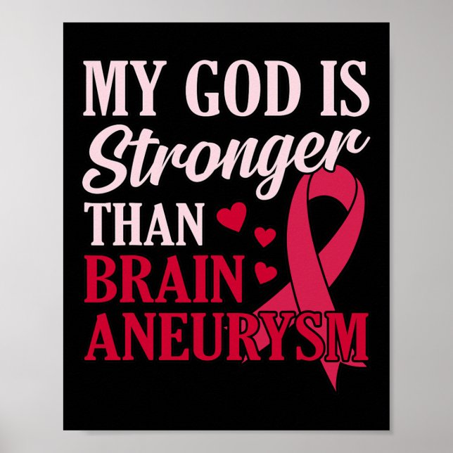 Is Stronger Than Brain Aneurysm Awareness Month Gr Poster (Front)