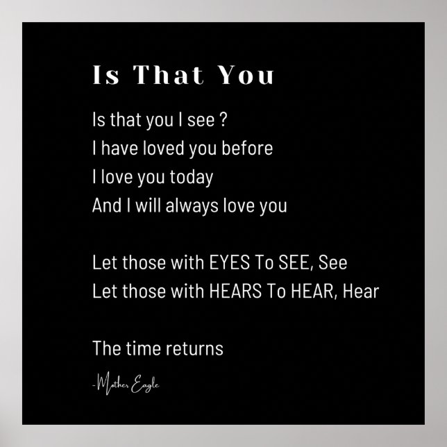 Is that you i see love poem wall art poetry decor (Front)