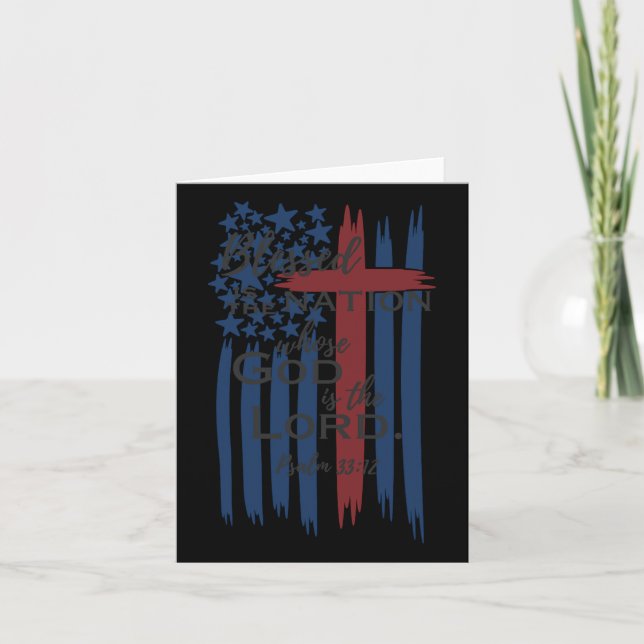 Is The Nation Whose God Is The Lord American Flag  Card (Front)