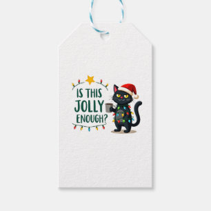 Is This Jolly Enough Black Cat Merry Christmas Tre Gift Tags