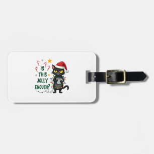 Is This Jolly Enough Black Cat Merry Christmas Tre Luggage Tag