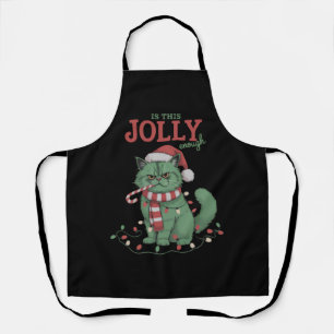 Is This Jolly Enough Cute Cat Christmas Party Apron