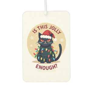 Is This Jolly Enough Funny Black Cat Christmas Tre Air Freshener