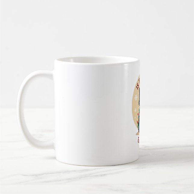 Is This Jolly Enough Funny Black Cat Christmas Tre Coffee Mug (Left)