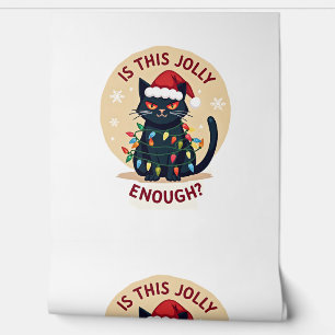 Is This Jolly Enough Funny Black Cat Christmas Tre Wallpaper