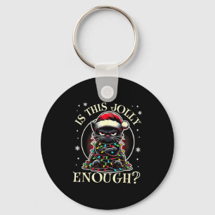 Is This Jolly Enough Funny Cat Christmas Meme Keychain