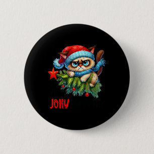 Is This Jolly Enough Funny Cat Christmas Sarcastic 2 Inch Round Button