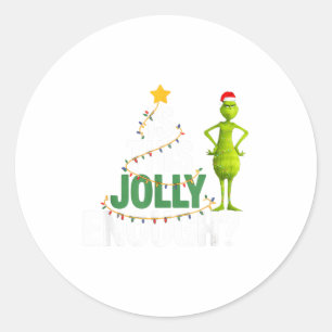 Is This Jolly Enough Funny Christmas Tree Lights H Classic Round Sticker