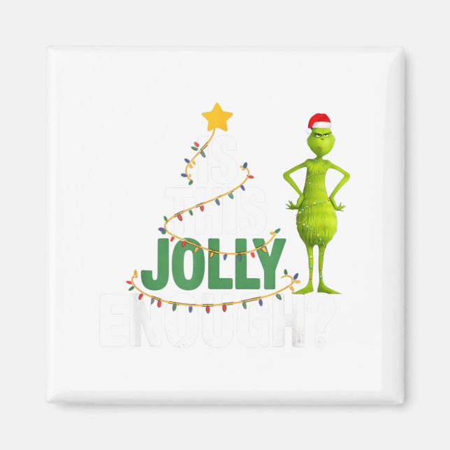 Is This Jolly Enough Funny Christmas Tree Lights H Magnet (Front)