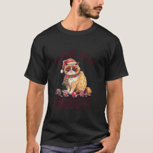 Is This Jolly Enough Grumpy Santa Cat Pun Christma T-Shirt