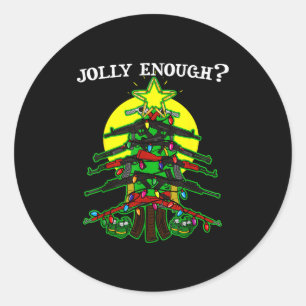 Is This Jolly Enough - Guns Christmas Tree Handgun Classic Round Sticker