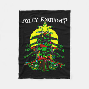 Is This Jolly Enough - Guns Christmas Tree Handgun Fleece Blanket