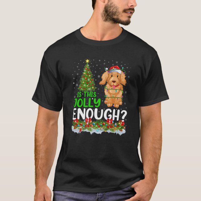 Is This Jolly Enough Maltipoo Dog Christmas Tree T-Shirt (Front)