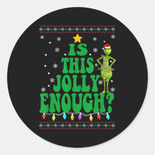 Is This Jolly Enough Merry Christmas Tree Lights F Classic Round Sticker