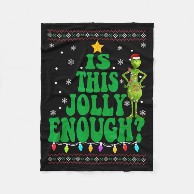 Is This Jolly Enough Merry Christmas Tree Lights F Fleece Blanket (Front)
