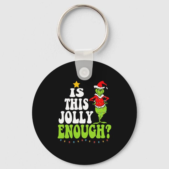 Is This Jolly Enough Merry Christmas Tree Lights F Keychain (Front)
