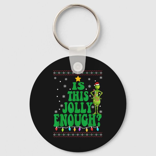 Is This Jolly Enough Merry Christmas Tree Lights F Keychain (Front)