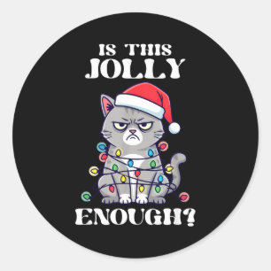 Is This Jolly Enough Tangled Christmas Cat Classic Round Sticker
