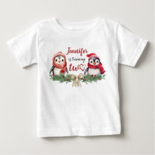 Is Turning TWO   Penguin Christmas 2nd Birthday Baby T-Shirt