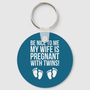 Is Wife Pregnant Twins Keychain