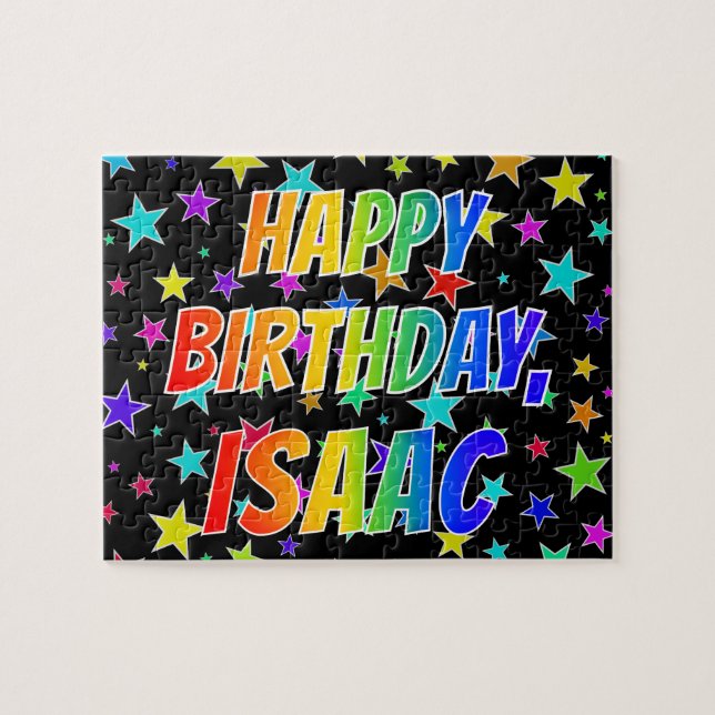"ISAAC" First Name, Fun "HAPPY BIRTHDAY" Jigsaw Puzzle (Horizontal)