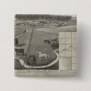 Isaac Mulholland Ranch and Residence, Kansas 2 Inch Square Button