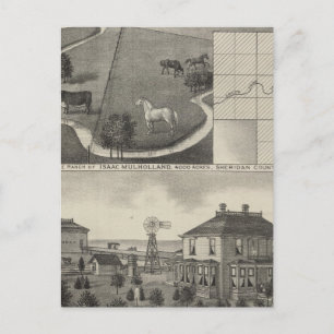 Isaac Mulholland Ranch and Residence, Kansas Postcard